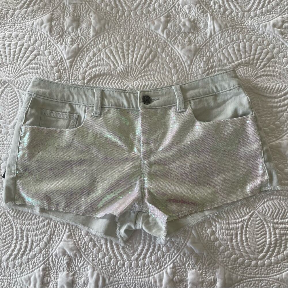Victoria's Secret VS Boyfriend Sequin Front Jean Shorts Size 6 Summer Y2K Denim